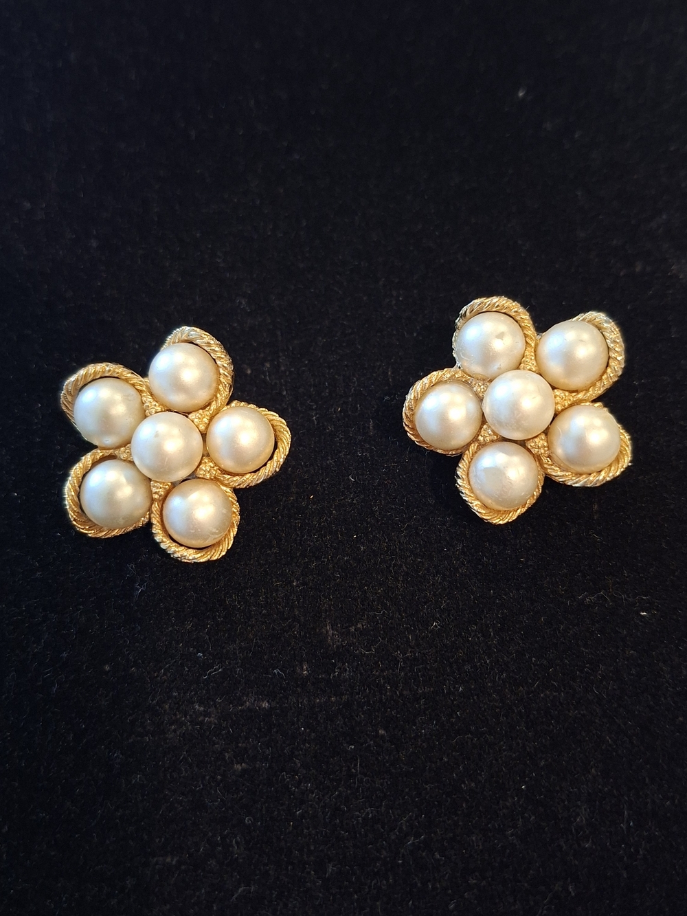 Danecraft Gold Filled Faux Pearl Clip Earrings